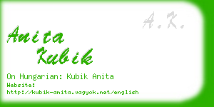 anita kubik business card